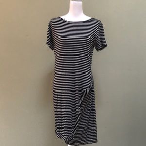 Black and white striped dress.